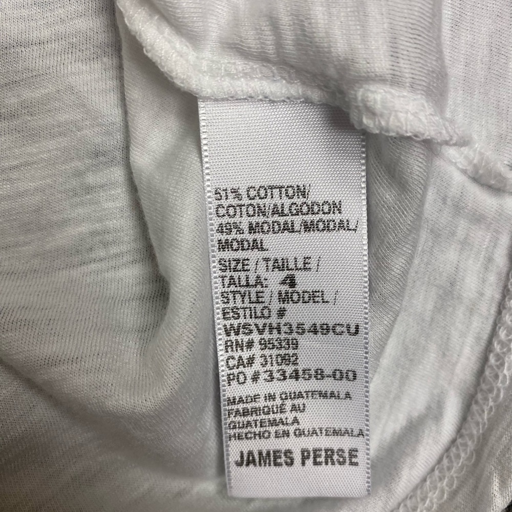 NWT Standard James Perse White Slub Knit Long Sleeve Tee Size 4/XL - Picture 7 of 10